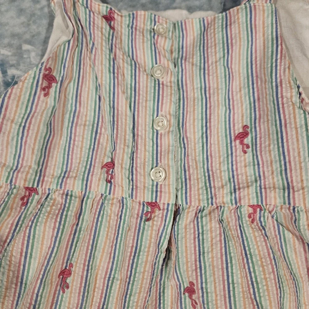 Gymboree Girls Flamingo Stripe Sundress Size 12 Rainbow Summer‎ Dress